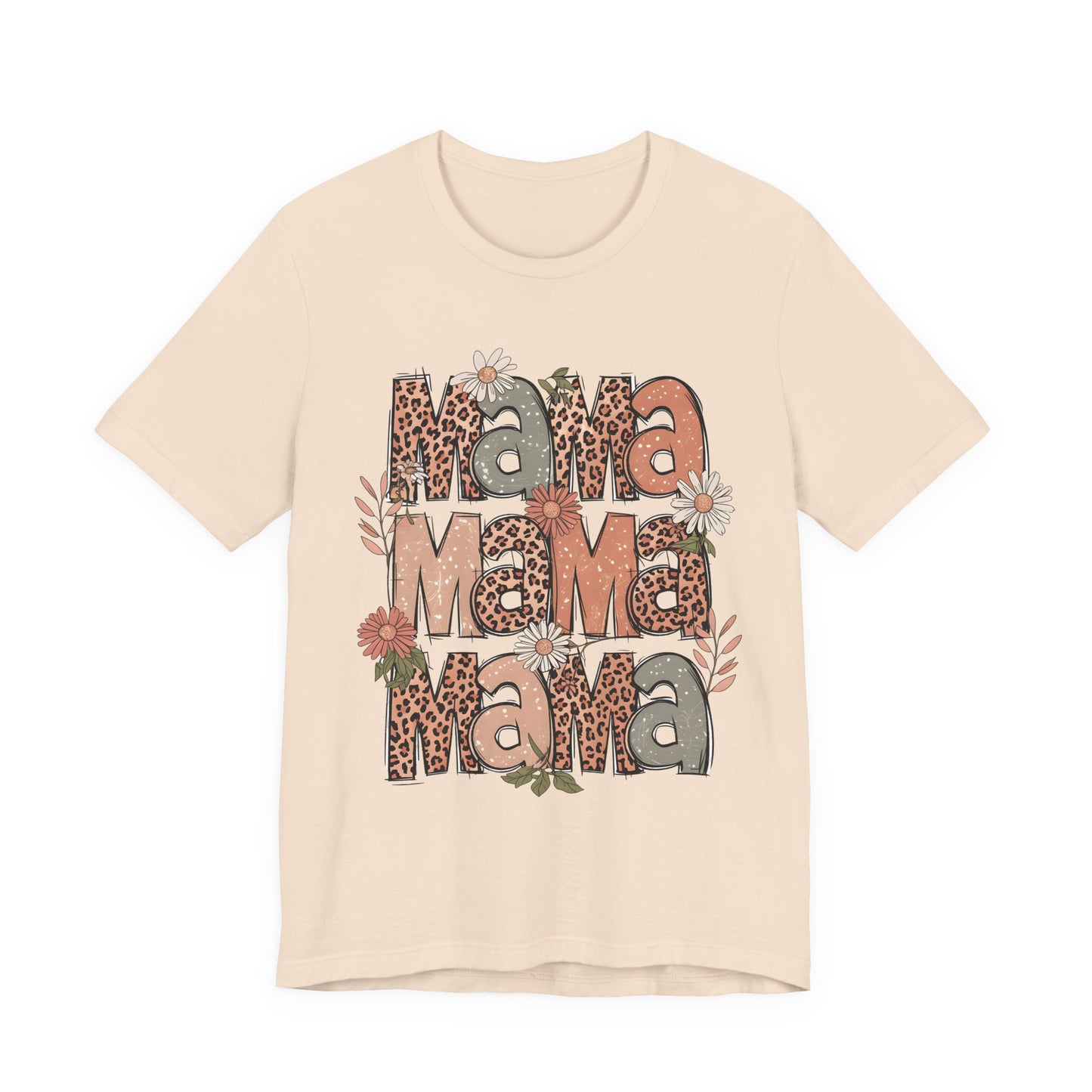 Mama Mama Mama Leopard Floral Tee — Retro Boho Mother's Day Shirt