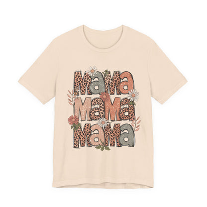 Mama Mama Mama Leopard Floral Tee — Retro Boho Mother's Day Shirt