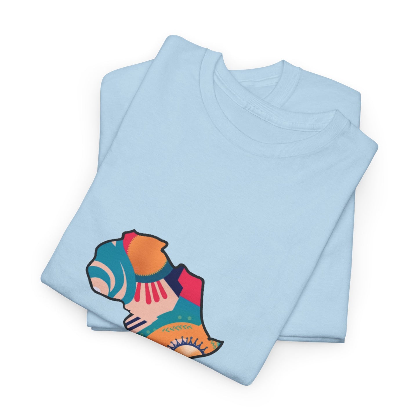 Africa Map Graphic Tee - Unisex Heavy Cotton T-Shirt with Colorful Afrocentric Pattern