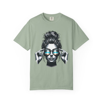 Messy Bun Cool Sunglasses Graphic T-Shirt