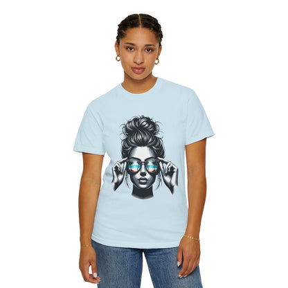 Messy Bun Cool Sunglasses Graphic T-Shirt