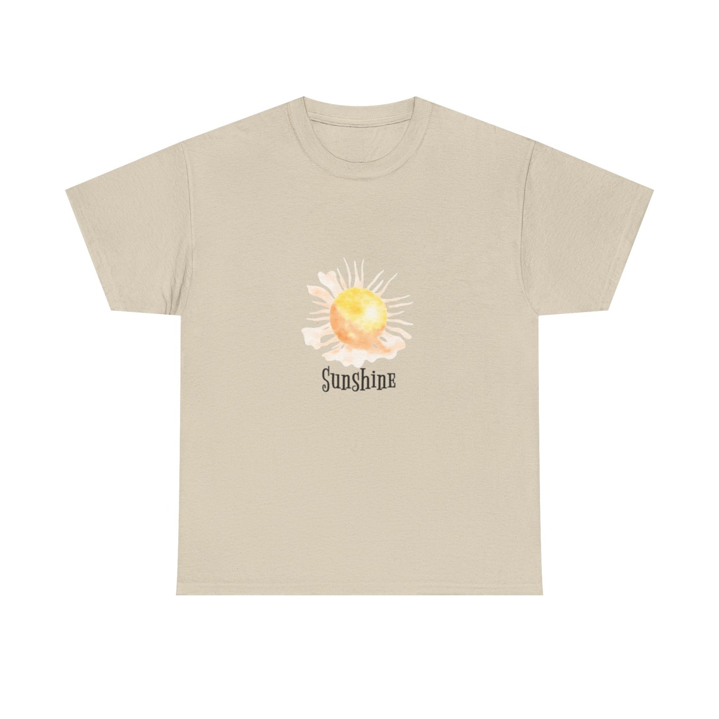 Sunshine Graphic Tee — Watercolor Sun "Sunshine" Casual T‑Shirt