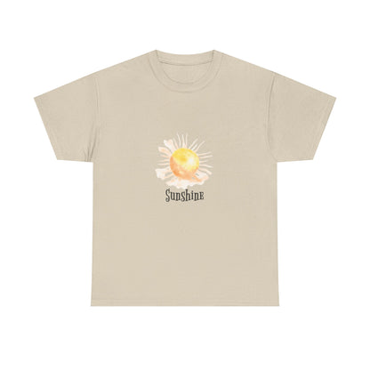 Sunshine Graphic Tee — Watercolor Sun "Sunshine" Casual T‑Shirt