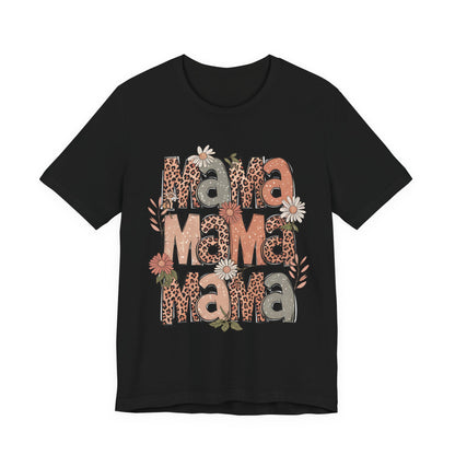 Mama Mama Mama Leopard Floral Tee — Retro Boho Mother's Day Shirt