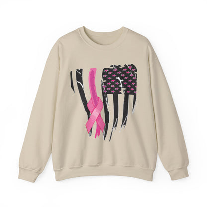Breast Cancer Awareness Flag Crewneck Sweatshirt