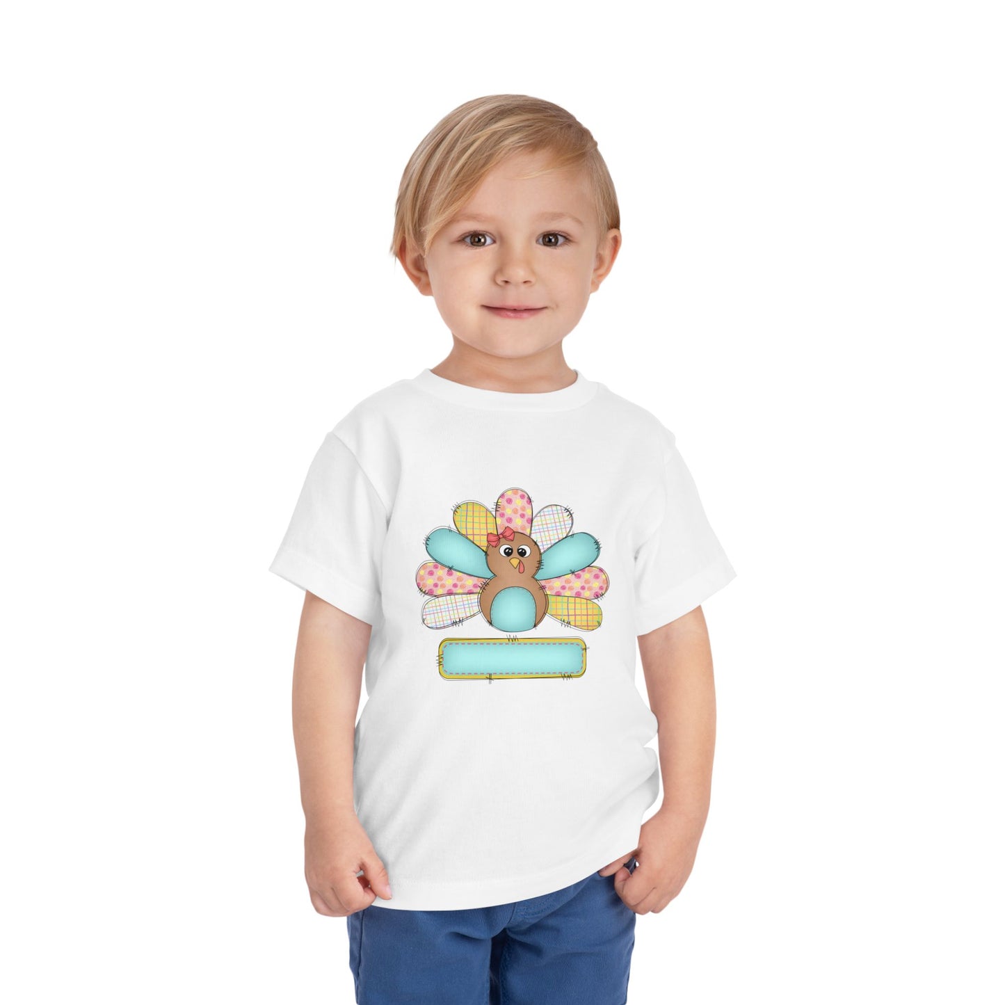 Personalized Toddler Tee — Cute Patchwork Turkey