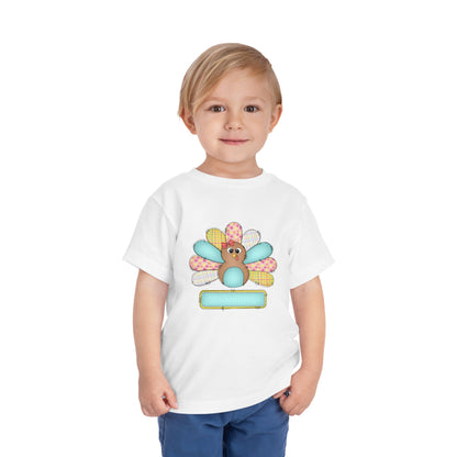 Personalized Toddler Tee — Cute Patchwork Turkey
