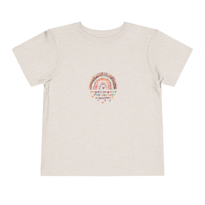 Toddler Rainbow Hearts Tee — Cute Boho Rainbow Short Sleeve Shirt for Kids