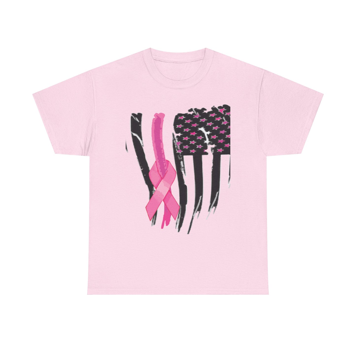 Breast Cancer Awareness Flag Tee - Pink Ribbon American Flag T-Shirt
