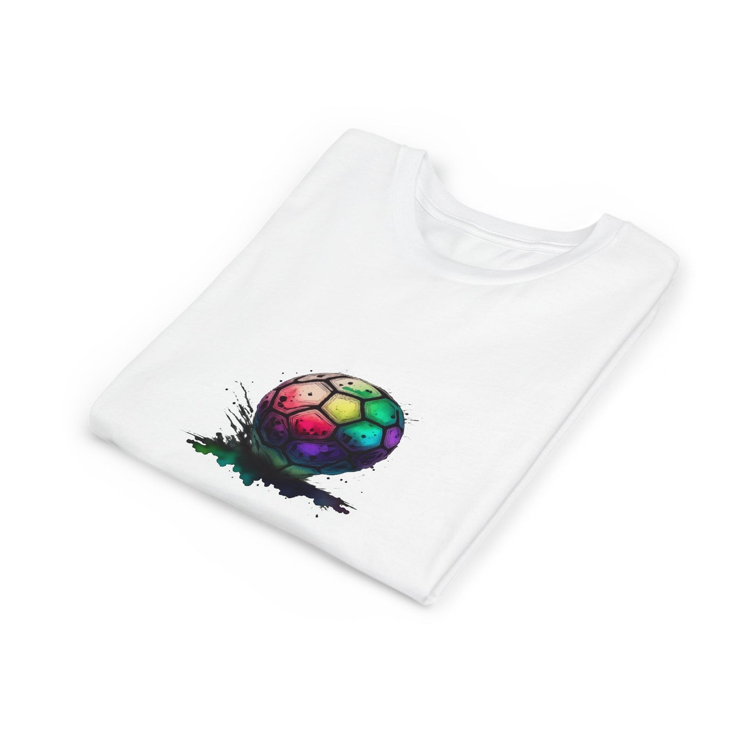 Youth Soccer Tee — Colorful Rainbow Ball Graphic