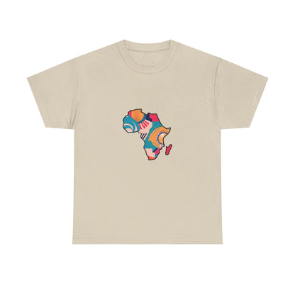 Africa Map Graphic Tee - Unisex Heavy Cotton T-Shirt with Colorful Afrocentric Pattern