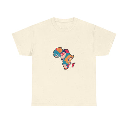 Africa Map Graphic Tee - Unisex Heavy Cotton T-Shirt with Colorful Afrocentric Pattern