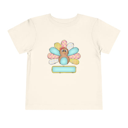 Personalized Toddler Tee — Cute Patchwork Turkey