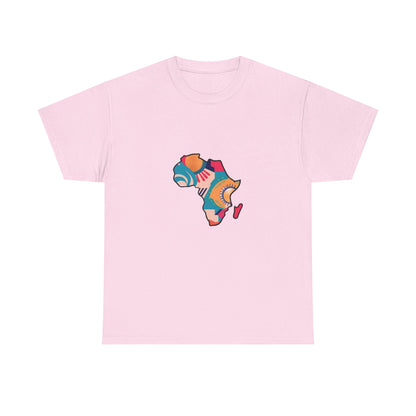 Africa Map Graphic Tee - Unisex Heavy Cotton T-Shirt with Colorful Afrocentric Pattern