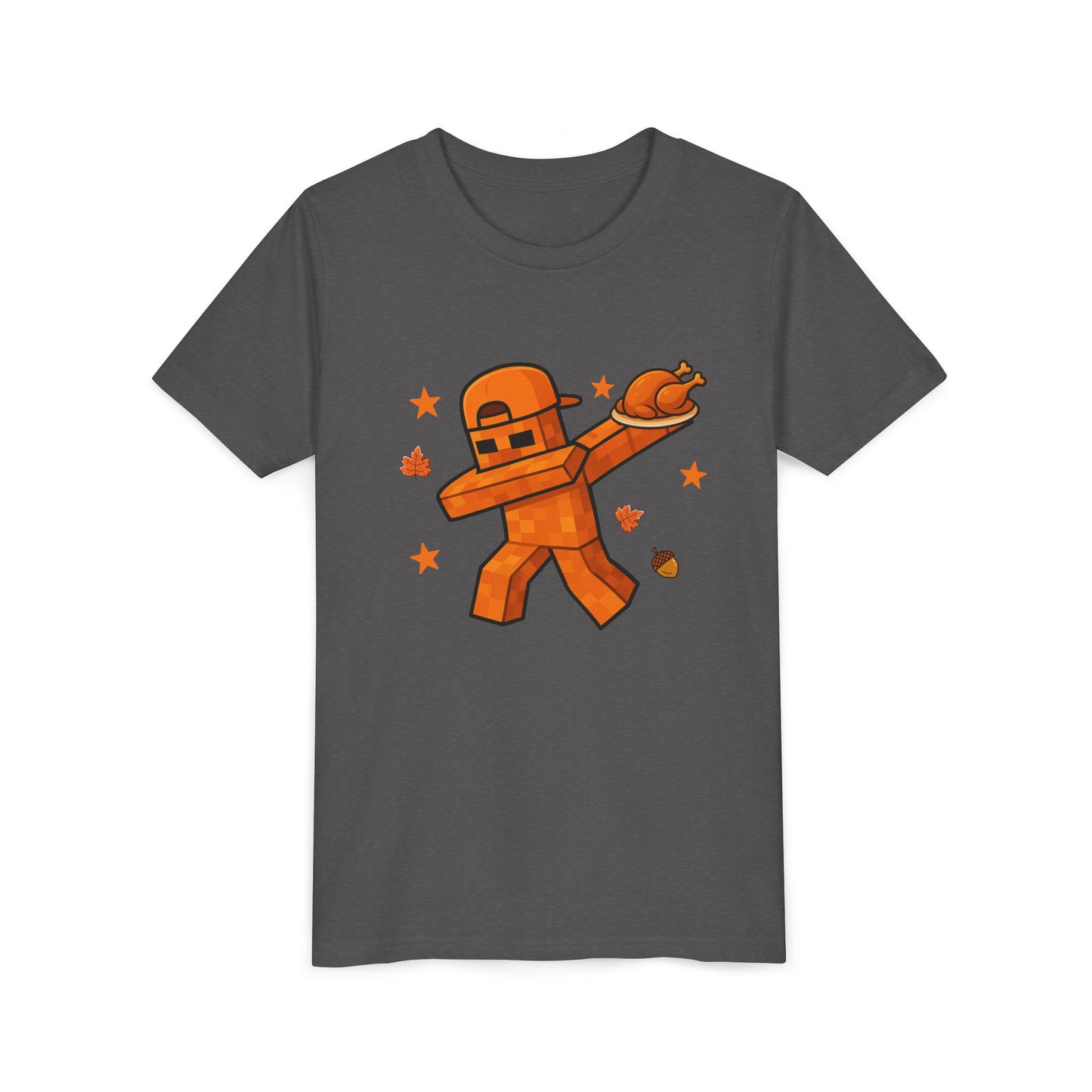 Dabbing Turkey Pixel Character Youth T‑Shirt