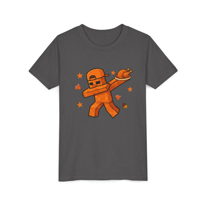 Dabbing Turkey Pixel Character Youth T‑Shirt
