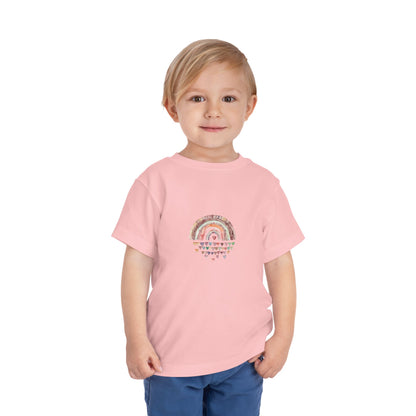 Toddler Rainbow Hearts Tee — Cute Boho Rainbow Short Sleeve Shirt for Kids