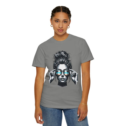 Messy Bun Cool Sunglasses Graphic T-Shirt