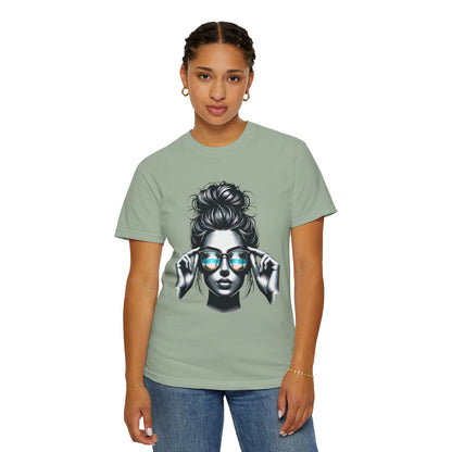 Messy Bun Cool Sunglasses Graphic T-Shirt