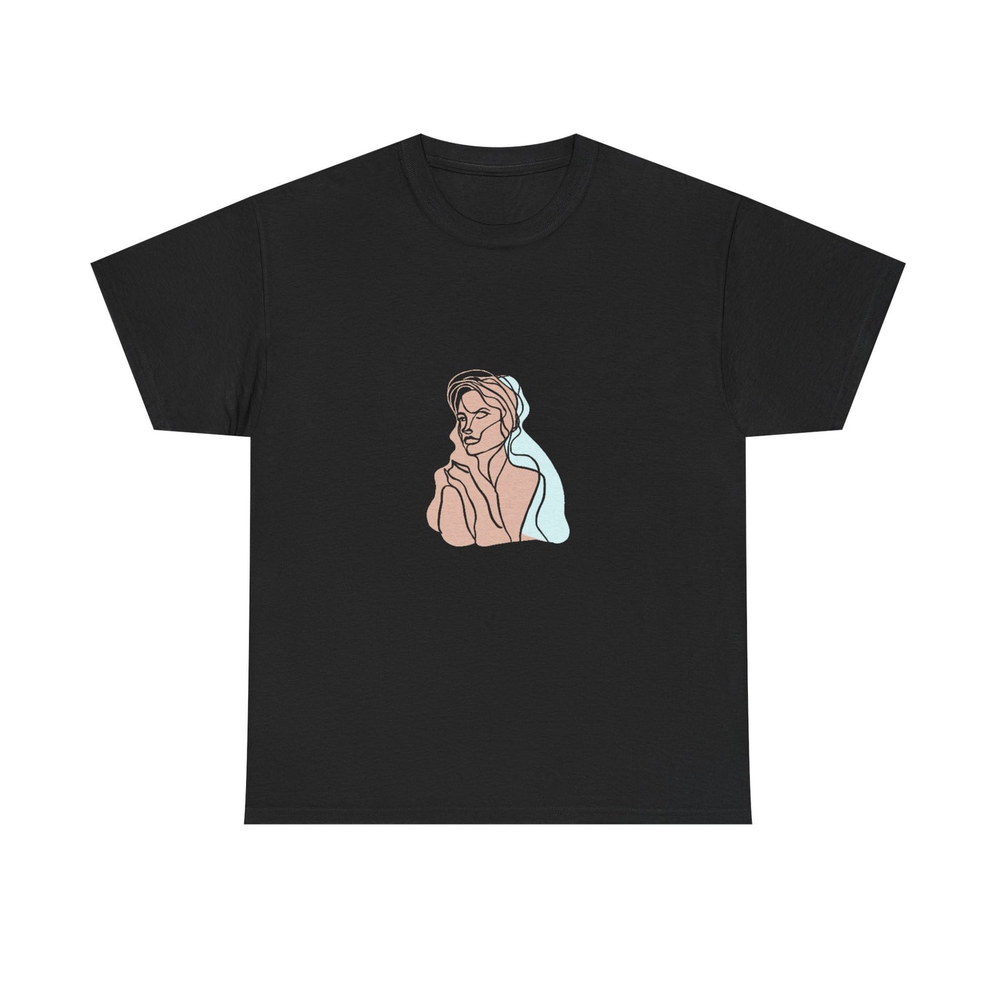 Minimal Line Art Woman Tee - Elegant Abstract Portrait Graphic T-Shirt