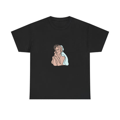 Minimal Line Art Woman Tee - Elegant Abstract Portrait Graphic T-Shirt