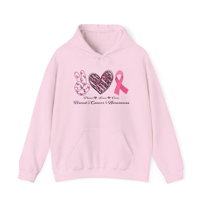 Breast Cancer Awareness Peace Love Ribbon Hoodie - Pink Ribbon Support Sweatshirt