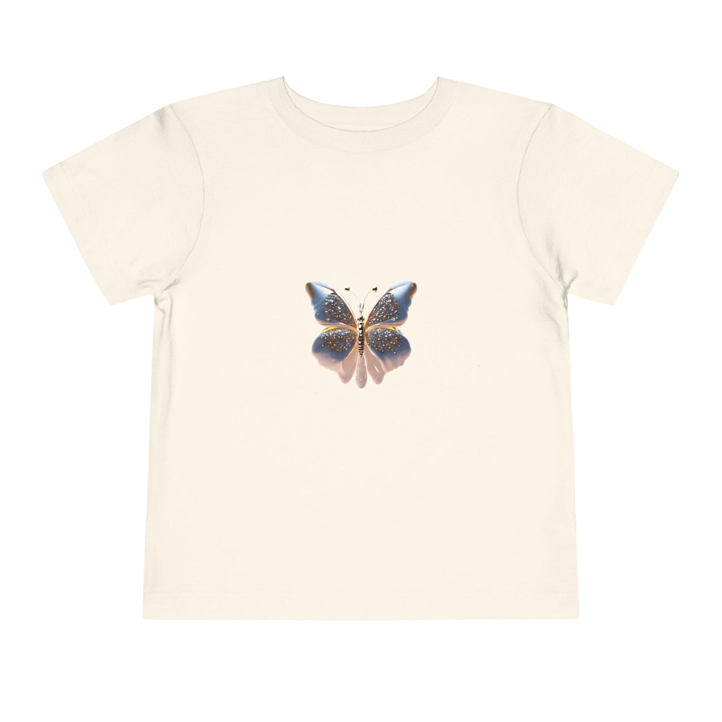 Toddler Butterfly Tee — Gold & Blue Watercolor Butterfly Kids Shirt