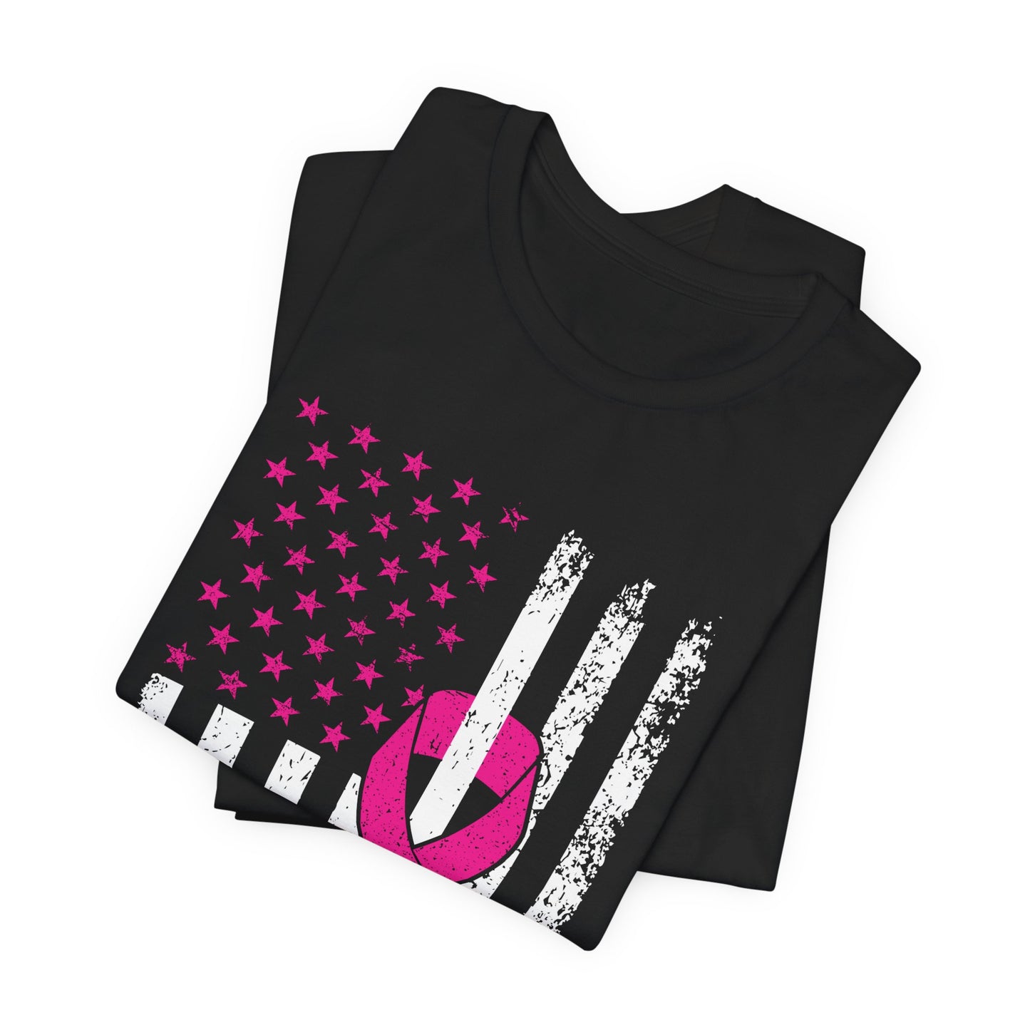 Pink Ribbon American Flag T-Shirt — Breast Cancer Awareness Tee