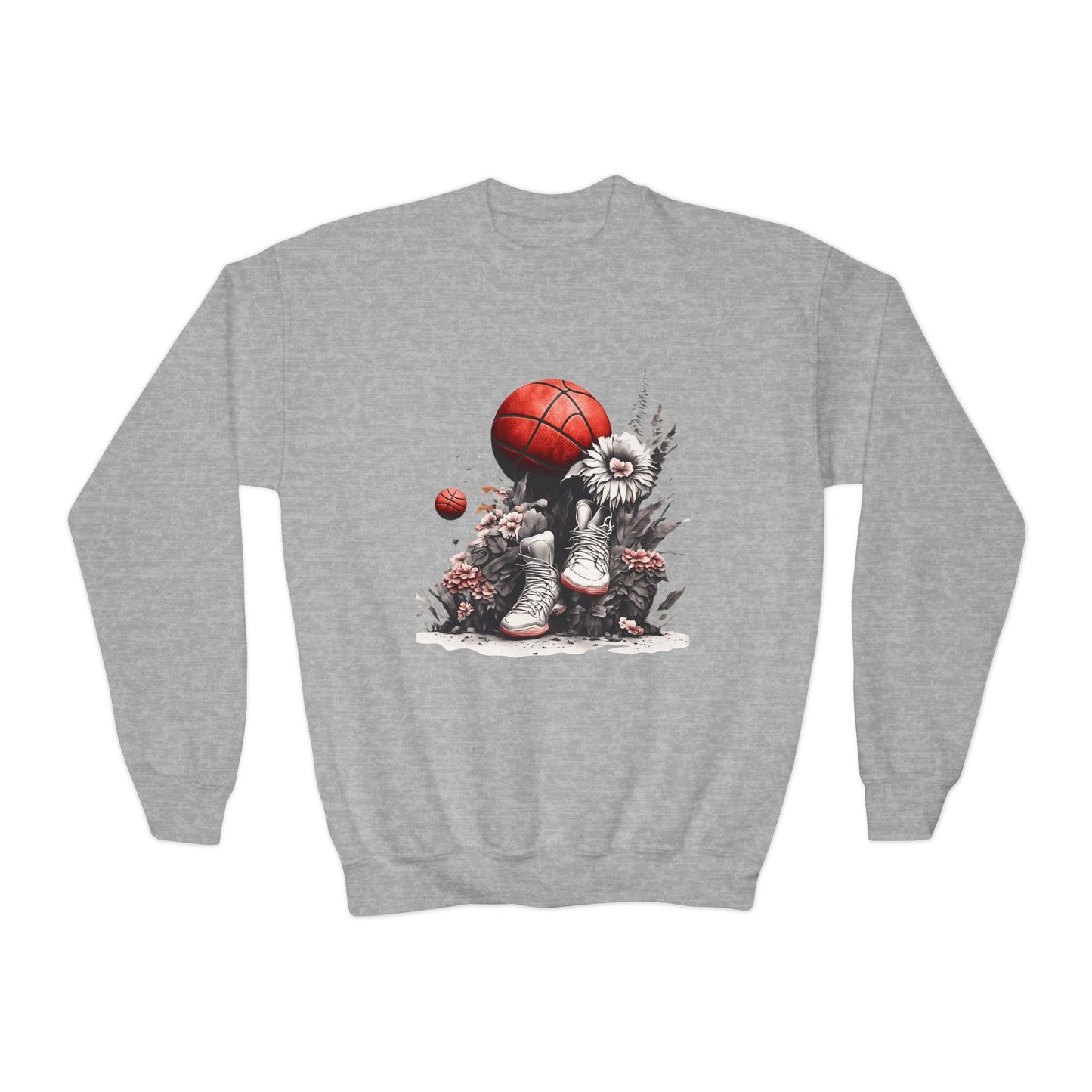 Daisies & Basketball Youth Crewneck Sweatshirt