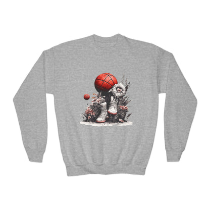 Daisies & Basketball Youth Crewneck Sweatshirt