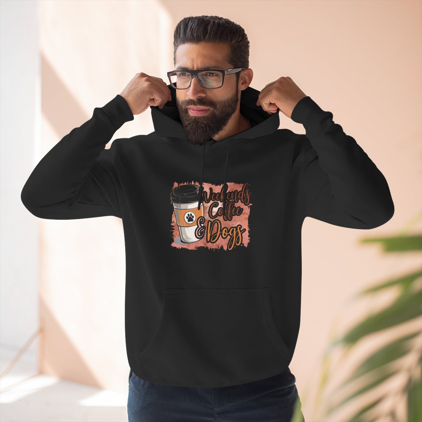 Fleece Hoodie - Weekends, Coffee and Dogs Design