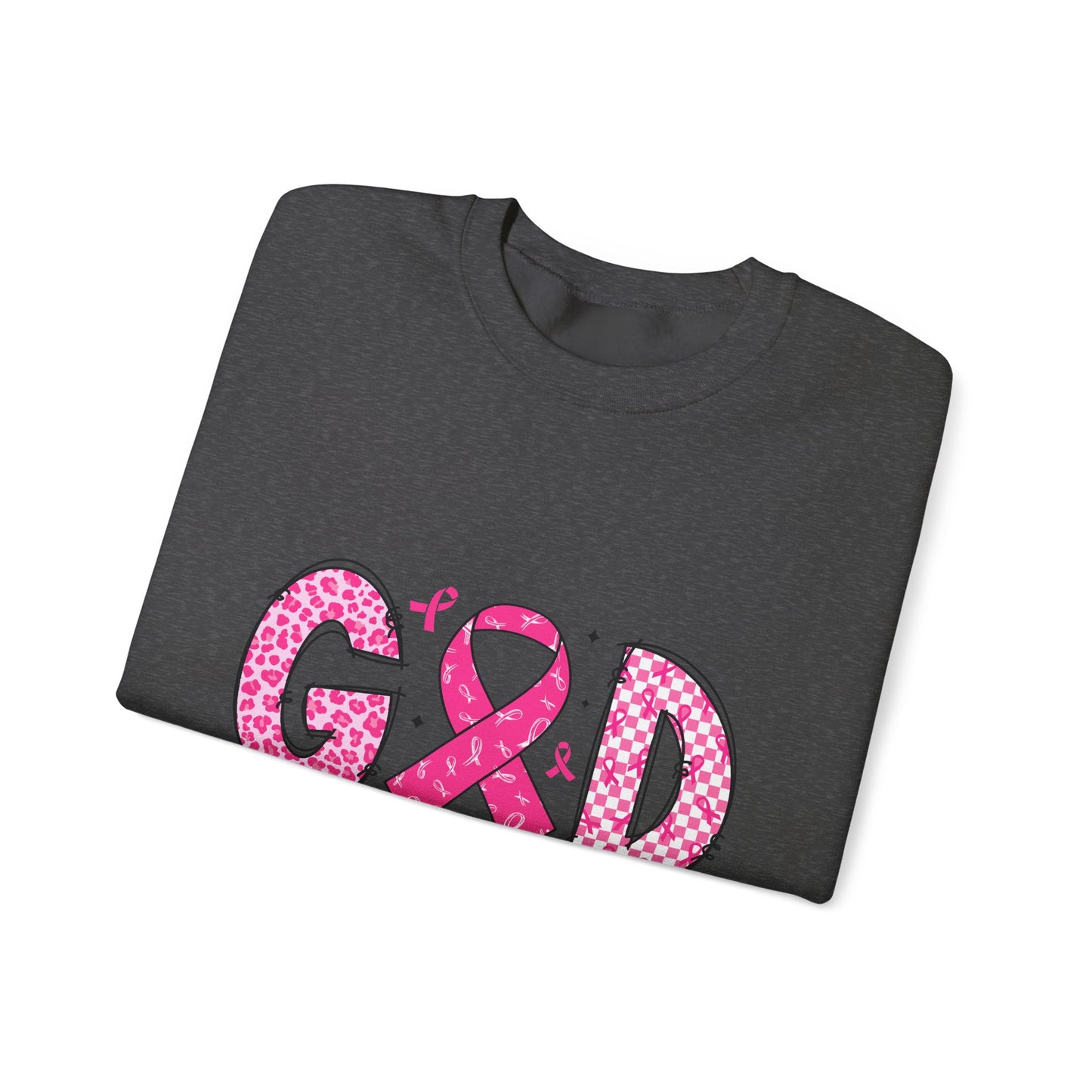 Breast Cancer Awareness Crewneck Sweatshirt — "God Has the Final Say" Pink Ribbon Design