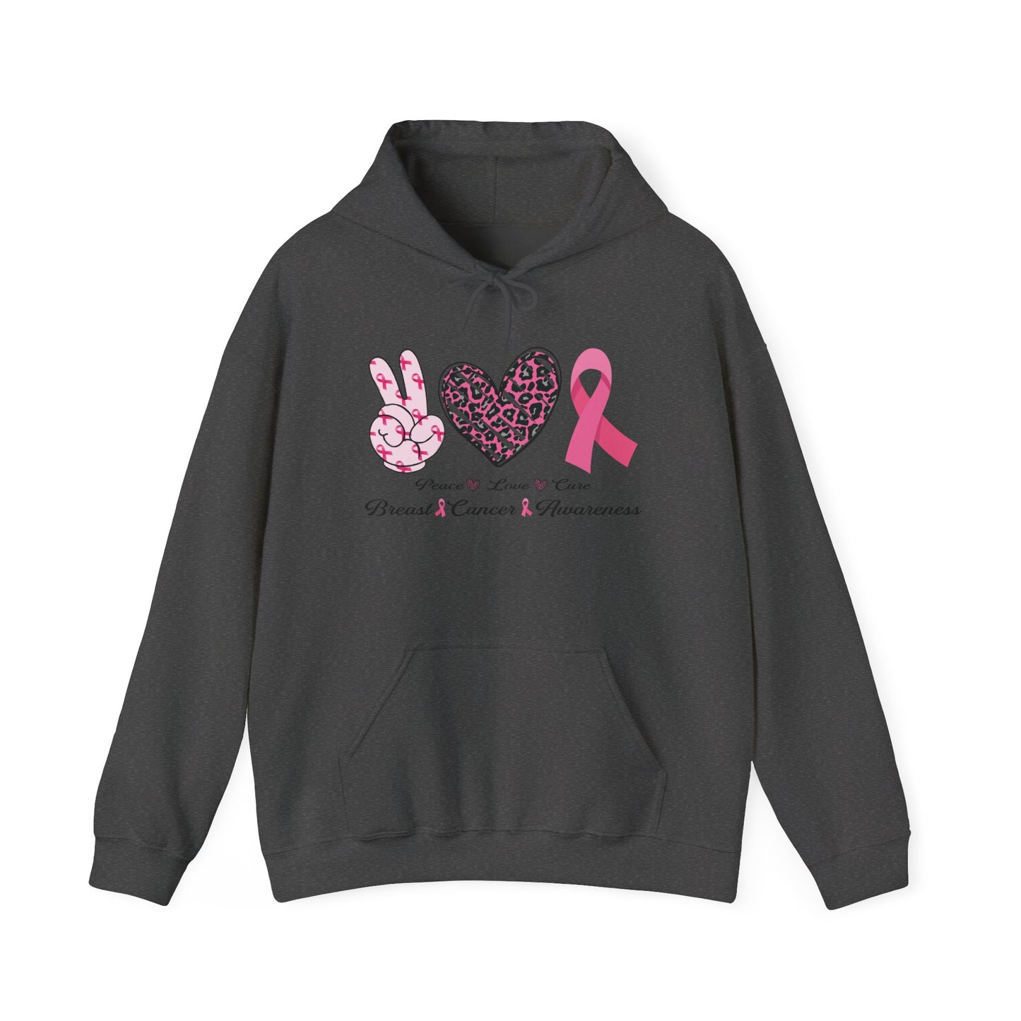 Breast Cancer Awareness Peace Love Ribbon Hoodie - Pink Ribbon Support Sweatshirt