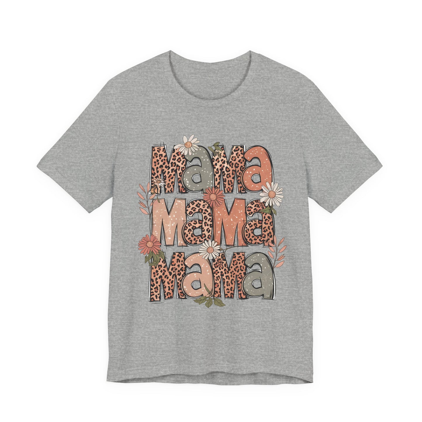 Mama Mama Mama Leopard Floral Tee — Retro Boho Mother's Day Shirt