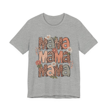 Mama Mama Mama Leopard Floral Tee — Retro Boho Mother's Day Shirt