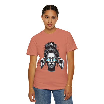 Messy Bun Cool Sunglasses Graphic T-Shirt
