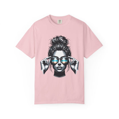 Messy Bun Cool Sunglasses Graphic T-Shirt