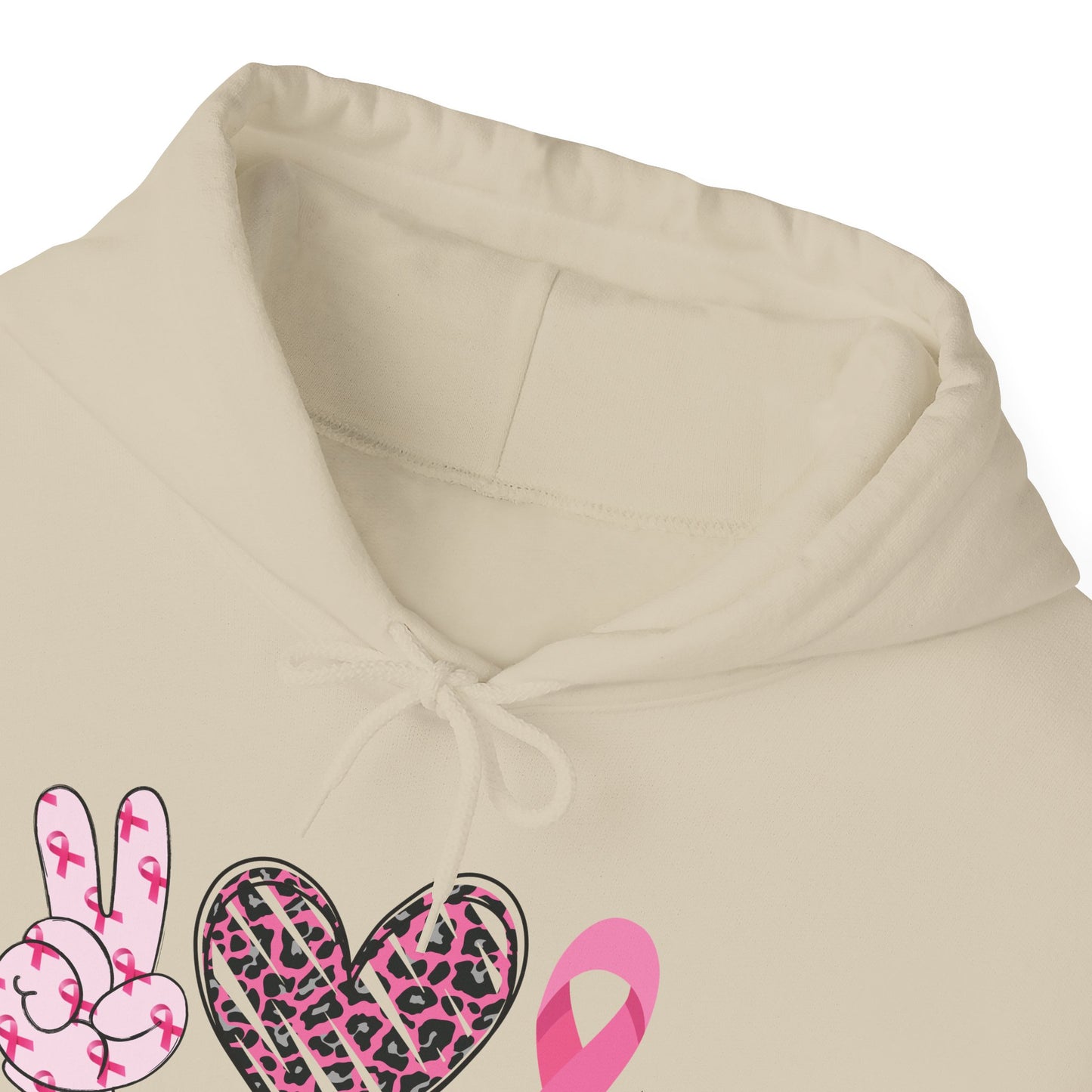 Breast Cancer Awareness Peace Love Ribbon Hoodie - Pink Ribbon Support Sweatshirt