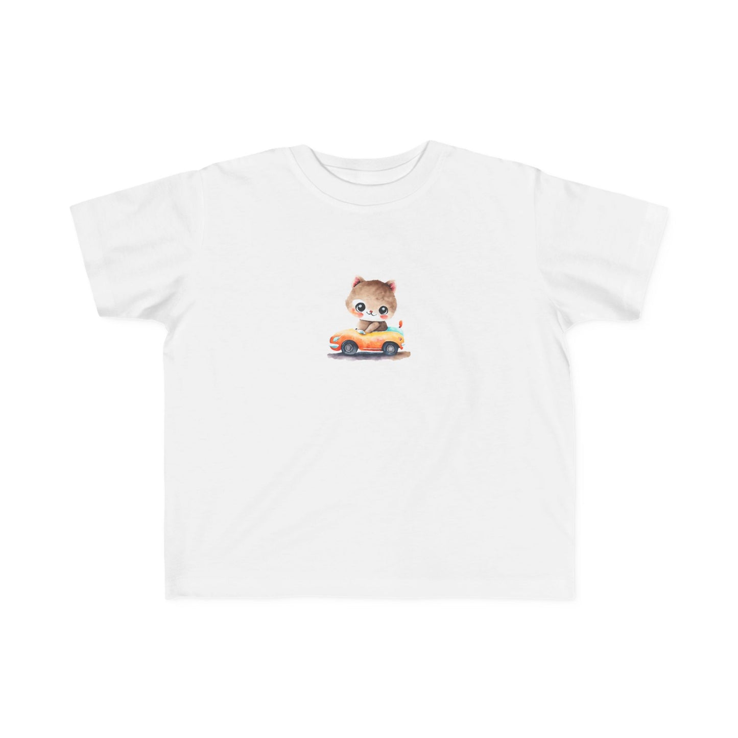 Toddler Tee — Cute Kitten Driving Toy Car Graphic Kids Shirt
