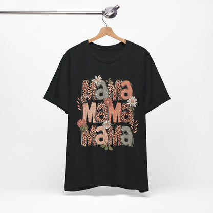 Mama Mama Mama Leopard Floral Tee — Retro Boho Mother's Day Shirt