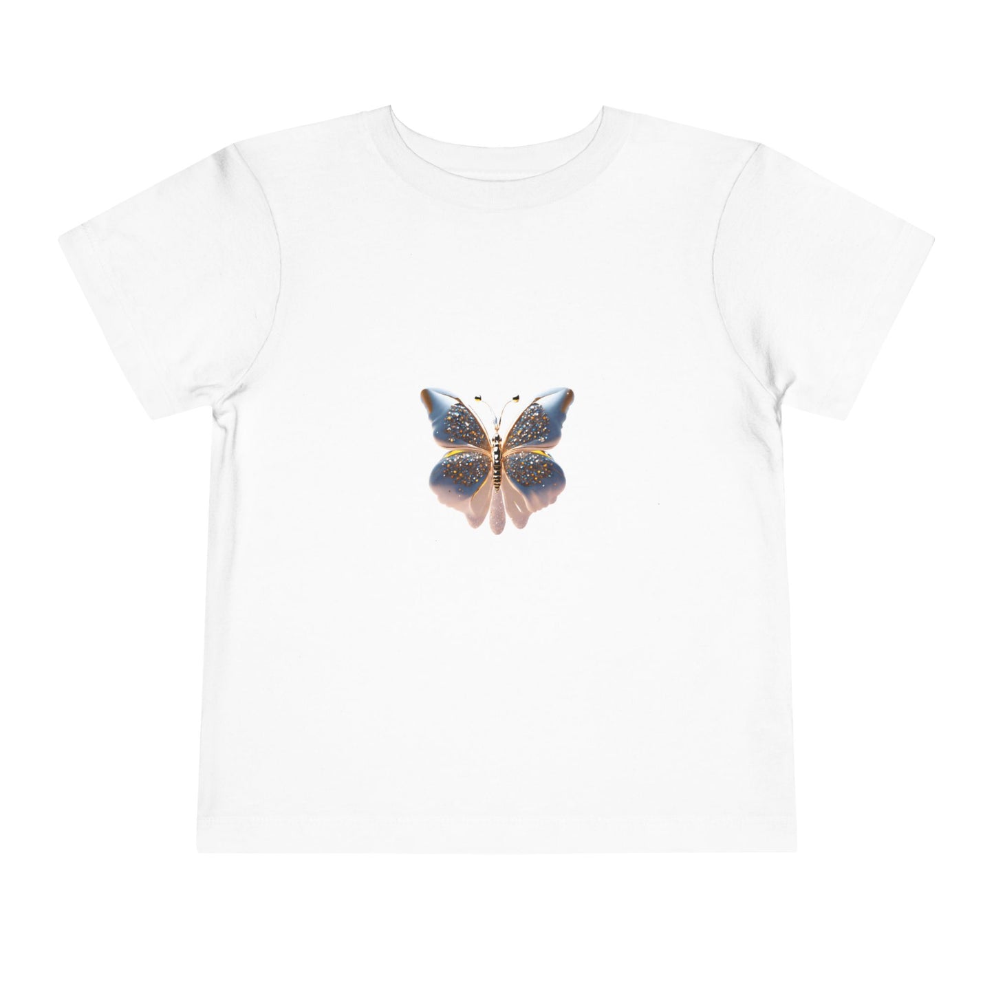 Toddler Butterfly Tee — Gold & Blue Watercolor Butterfly Kids Shirt