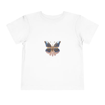 Toddler Butterfly Tee — Gold & Blue Watercolor Butterfly Kids Shirt