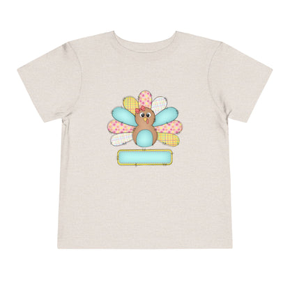 Personalized Toddler Tee — Cute Patchwork Turkey