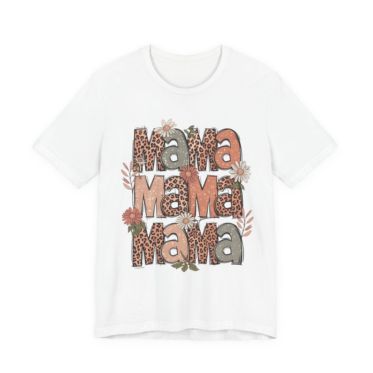 Mama Mama Mama Leopard Floral Tee — Retro Boho Mother's Day Shirt
