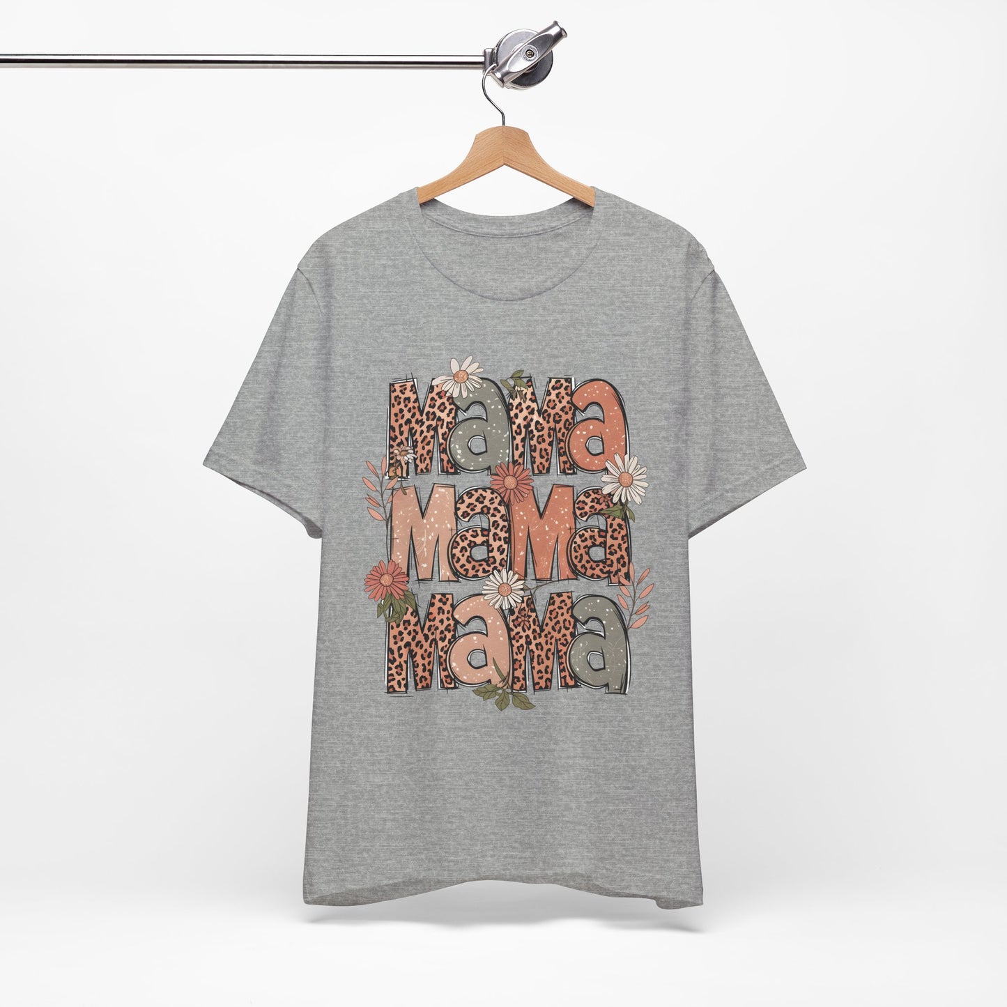 Mama Mama Mama Leopard Floral Tee — Retro Boho Mother's Day Shirt