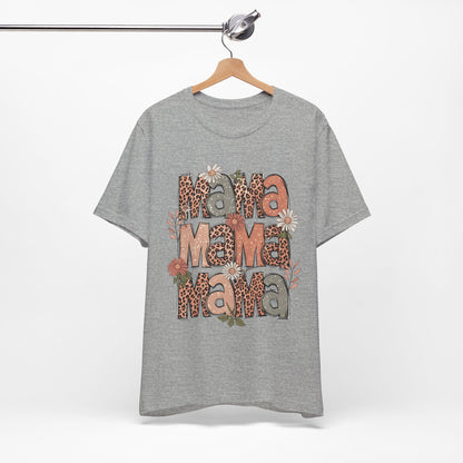 Mama Mama Mama Leopard Floral Tee — Retro Boho Mother's Day Shirt