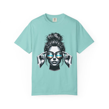 Messy Bun Cool Sunglasses Graphic T-Shirt