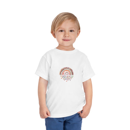 Toddler Rainbow Hearts Tee — Cute Boho Rainbow Short Sleeve Shirt for Kids