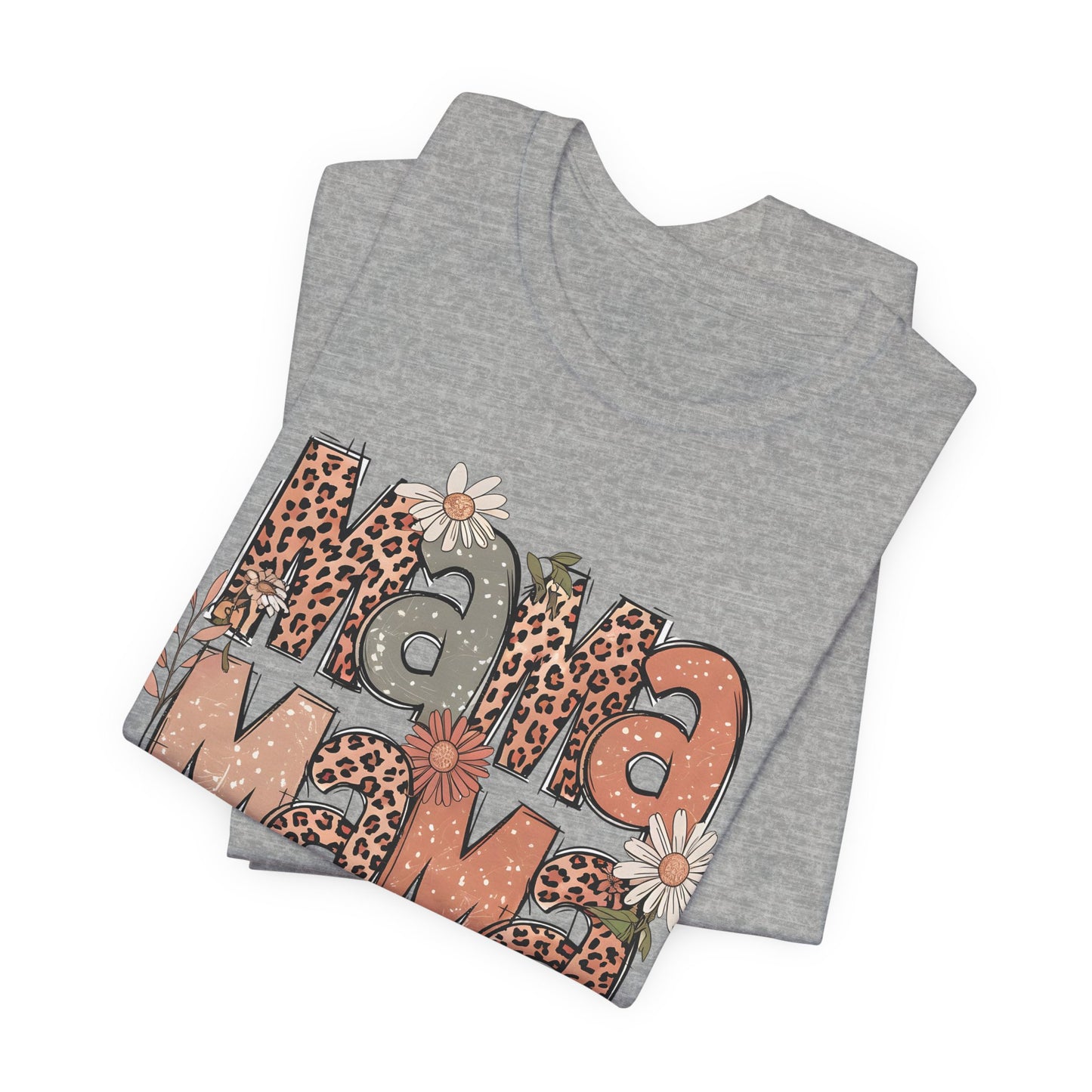 Mama Mama Mama Leopard Floral Tee — Retro Boho Mother's Day Shirt