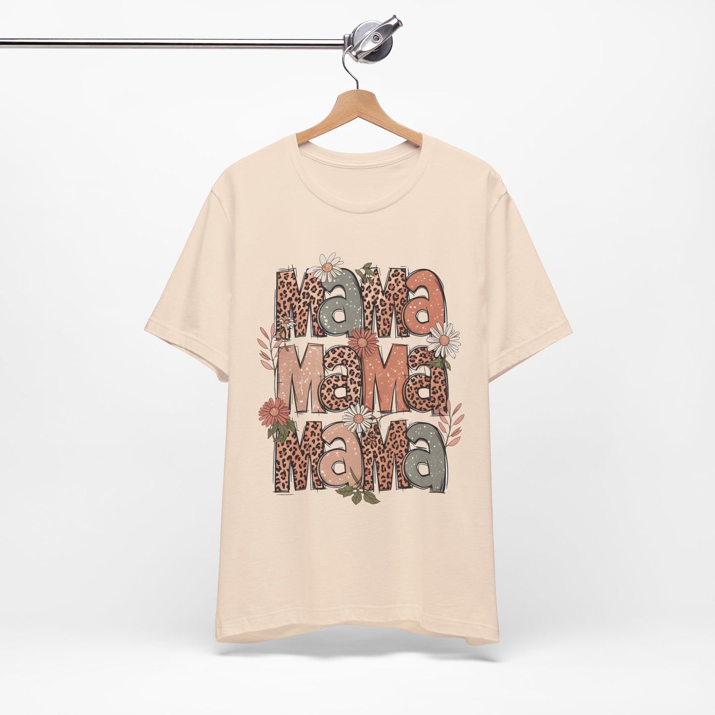 Mama Mama Mama Leopard Floral Tee — Retro Boho Mother's Day Shirt